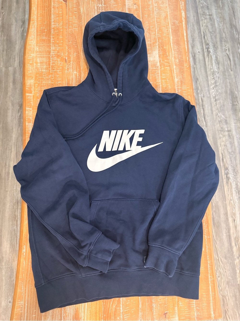 Nike Navy Hoodie with White Swoosh Logo, Size L Like New!!!